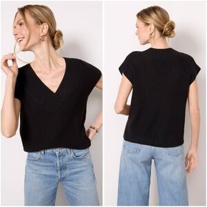 Evereve Bonnie Strong Shoulder Top Vest Black Small